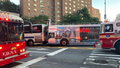 A New York City bus and double-deecker bus collided Thursday in Manhattan, injuring 40 people.