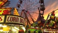 A corn dog stand and Ferris wheel is pictured at the Delaware State Fair, September 22, 2020.