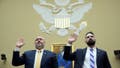 Supervisory IRS Special Agent Gary Shapley (L) and IRS Criminal Investigator Joseph Ziegler are sworn-in as they testify during a House Oversight Committee hearing related to the Justice Department's investigation of Hunter Biden, on Capitol Hill July 19, 2023 in Washington, DC. The committee heard testimony from two whistleblowers from the Internal Revenue Service who allege that the Hunter Biden criminal probe was mishandled by the Department of Justice.
