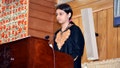 Razia Sultan, the 11-year-old daughter of imprisoned Kashmiri rebel leader Mohammed Yasin Malik, speaks in the regional legislative assembly in Muzaffarabad, the capital of Pakistan-administered Kashmir, Thursday, July 20, 2023.