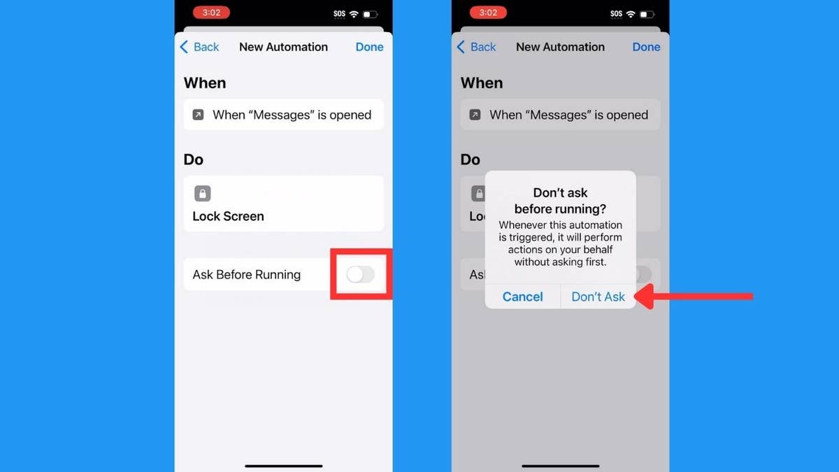iphone messages protection ask before running