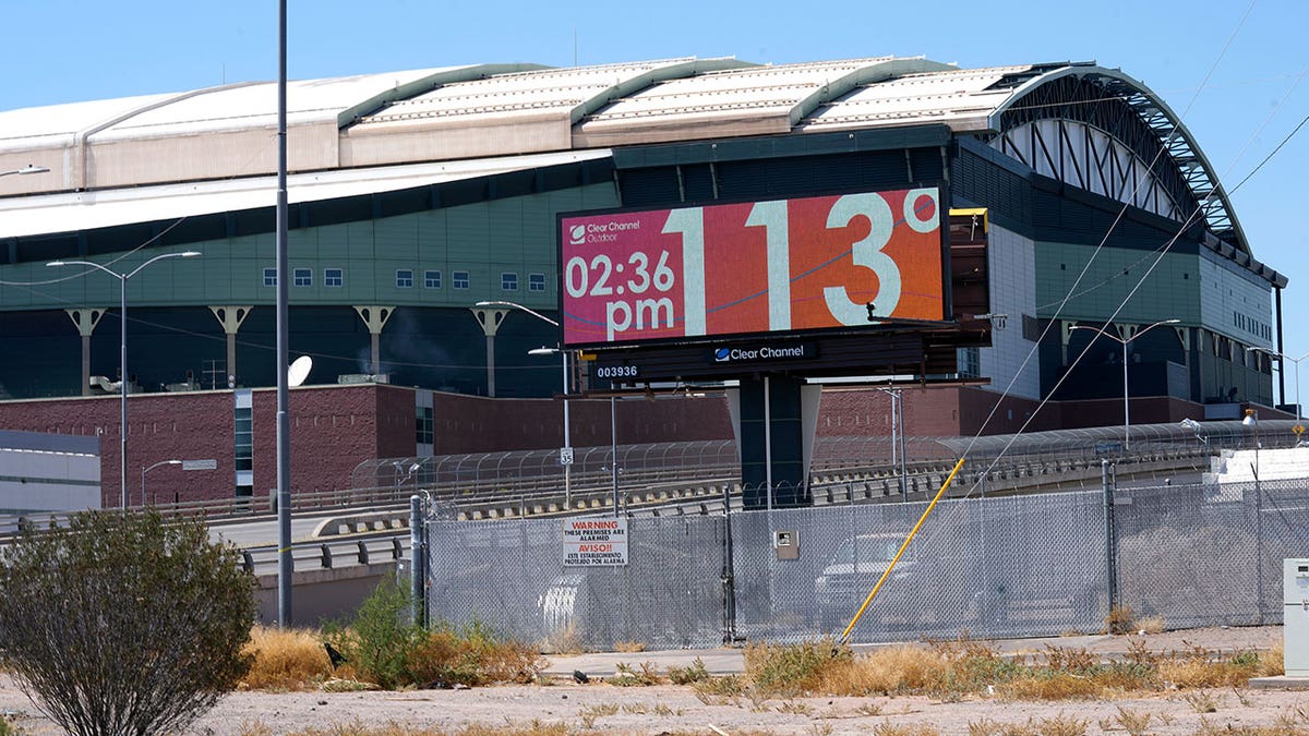 billboard with 113-degree sign