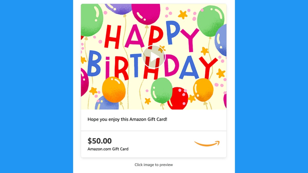 Screenshot of an Amazon eGift card.