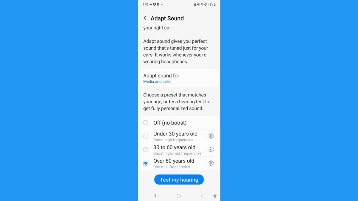 Android screenshot select age range