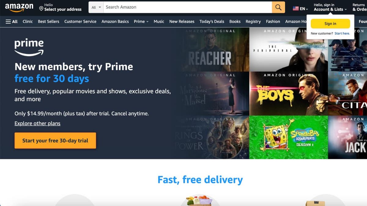 Amazon Prime website for new memberships