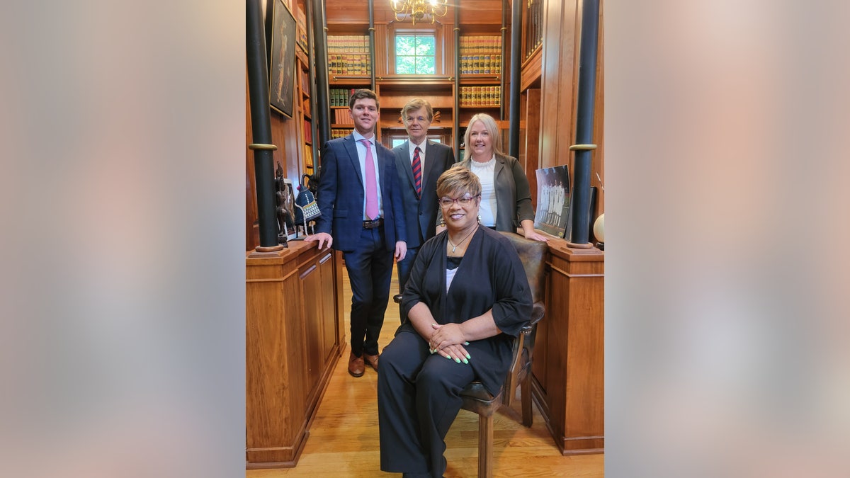 Tyler Shroyer, top left, David Shroyer, top center and Mollie Slater, top right, are the team of attorneys who represented Mary Jenkins, bottom center, in her lawsuit against Roxanne Grawe. Now, they are representing six more of her patients.
