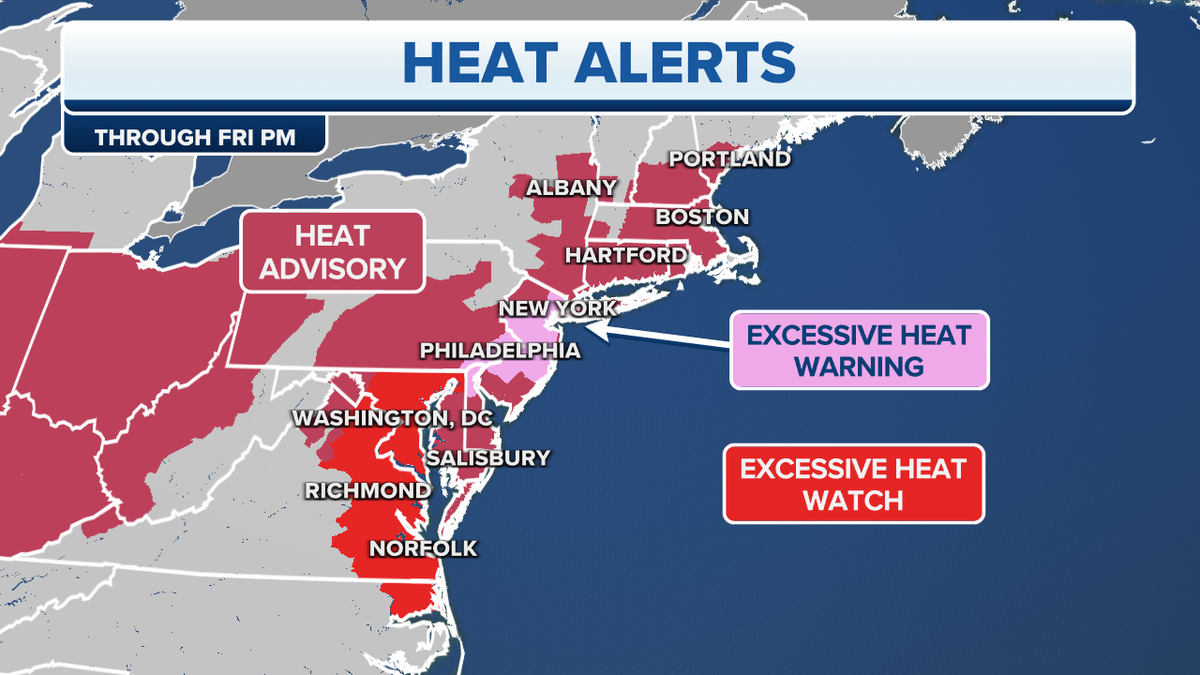Heat alerts in the eastern U.S.