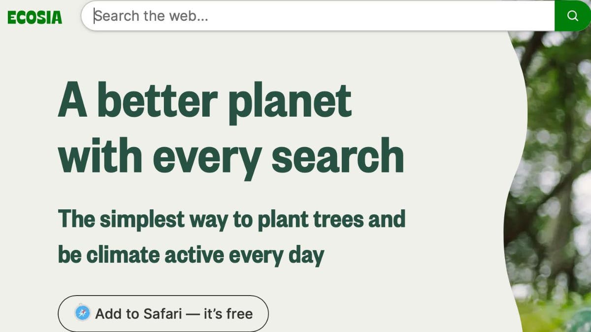 Screenshot of the Ecosia browser.