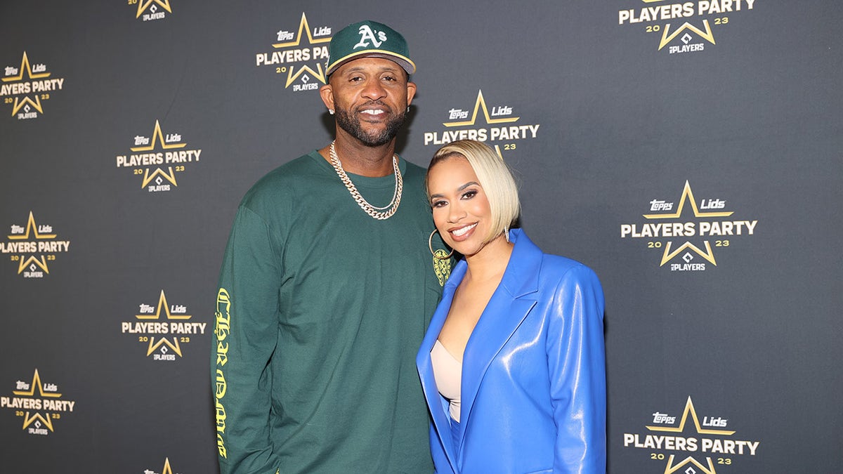 CC Sabathia poses on red carpet with his wife, Amber