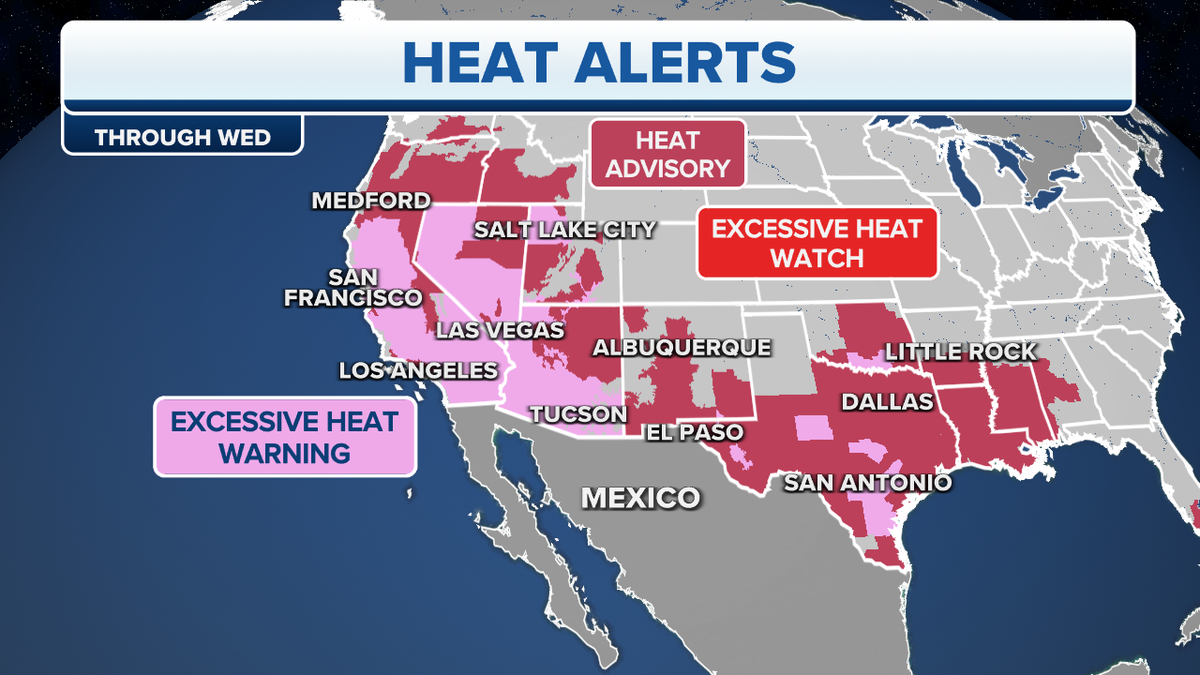 Heat alerts in the South, West