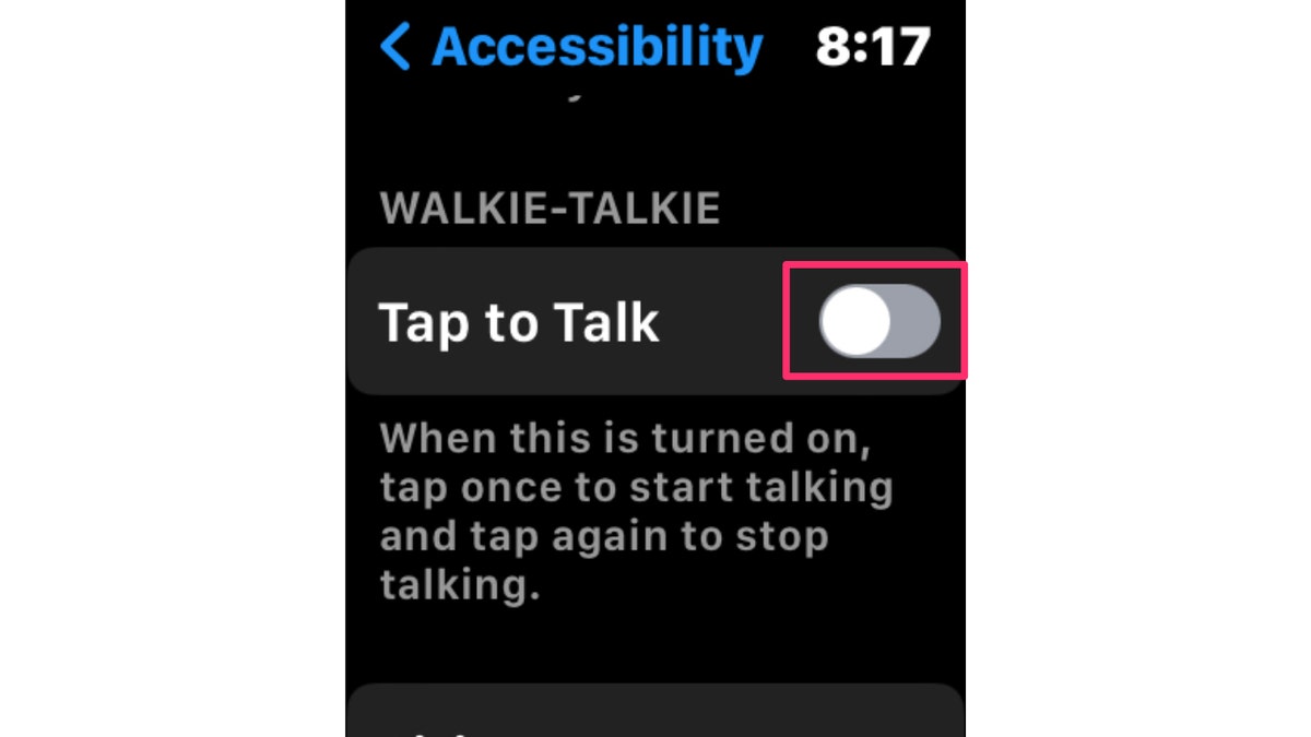 Screenshot of the accessibility screen.
