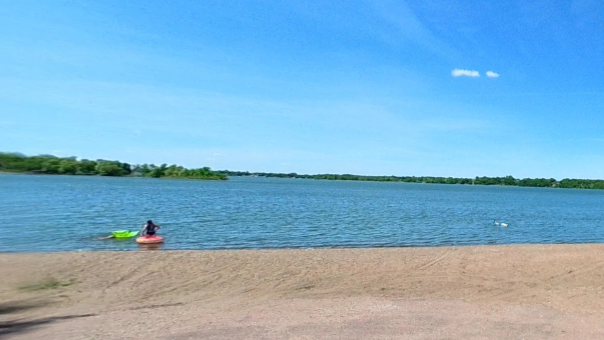 A person tubes on Lake Madison