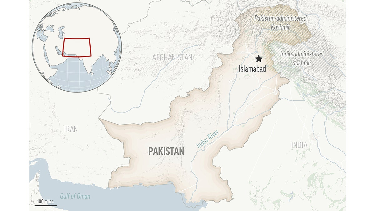 Locator map for Pakistan