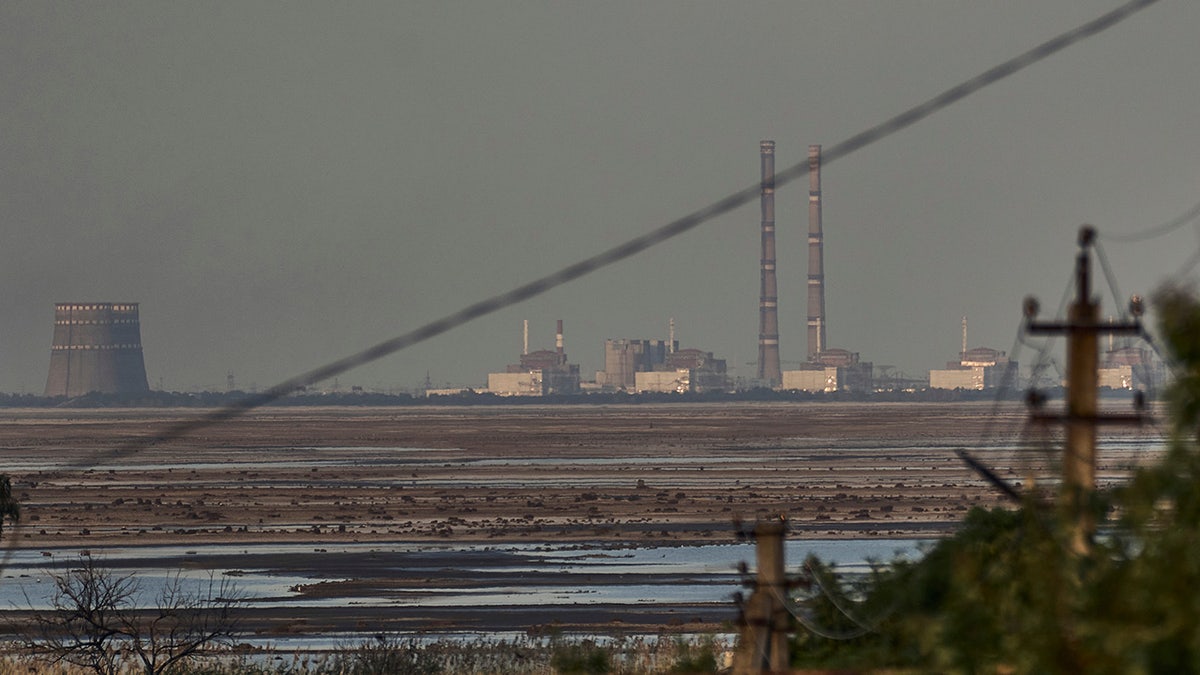 Zaporizhzhia nuclear plant seen at a distance