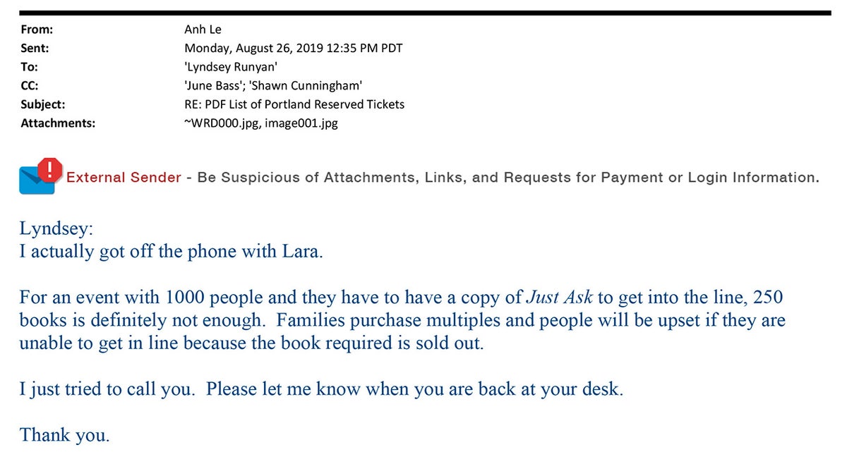 Sotomayor aide email about book orders