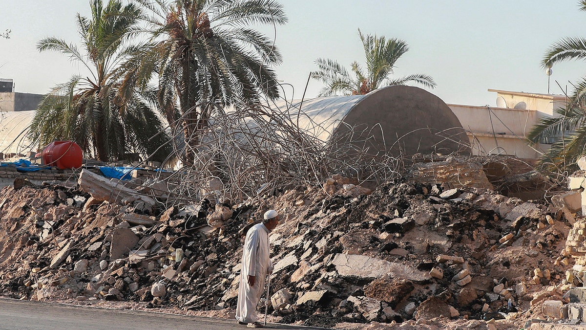 The rubble of the minaret