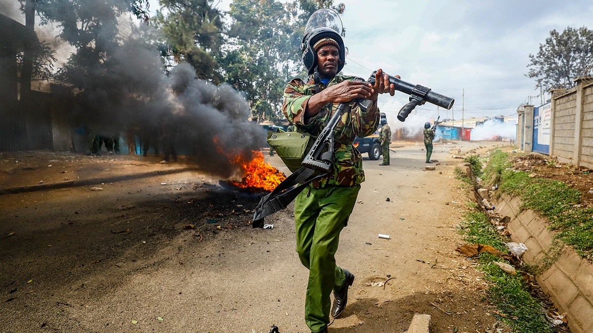 A riot policeman