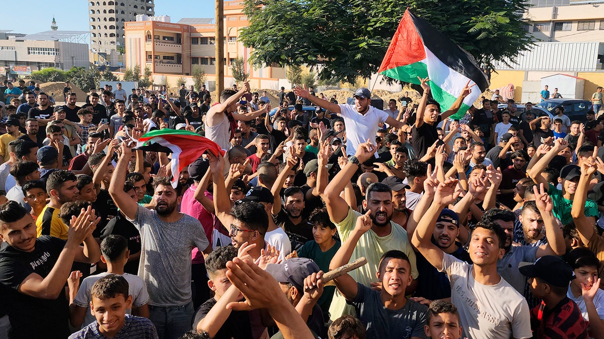 Protesters in the streets of the Gaza Strip