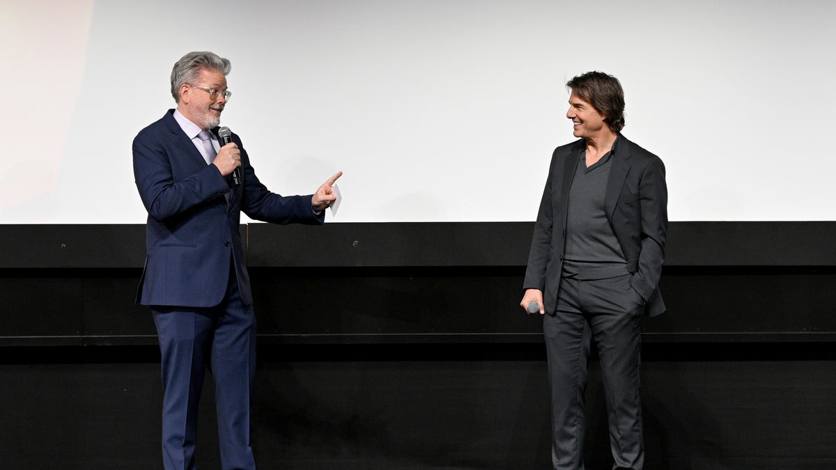 Chris McQuarrie on stage with Tom Cruise
