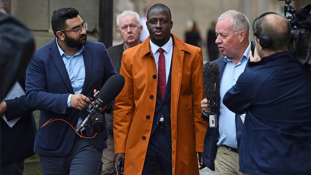 Benjamin Mendy walks from court