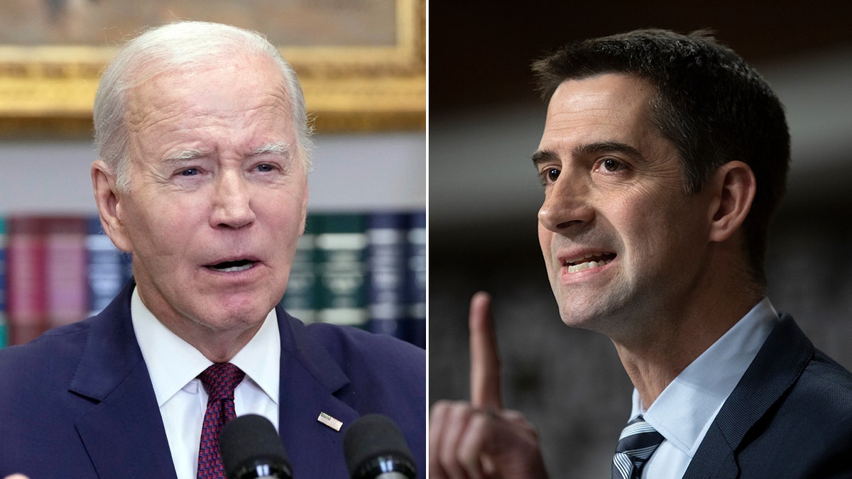 President Joe Biden and Senator Tom Cotton (R-Arkansas)
