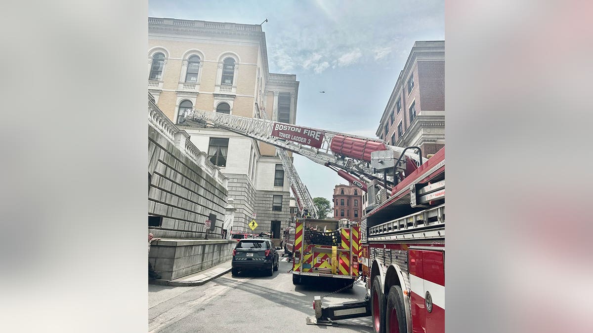 Boston firetruck outside the Massachusetts State House