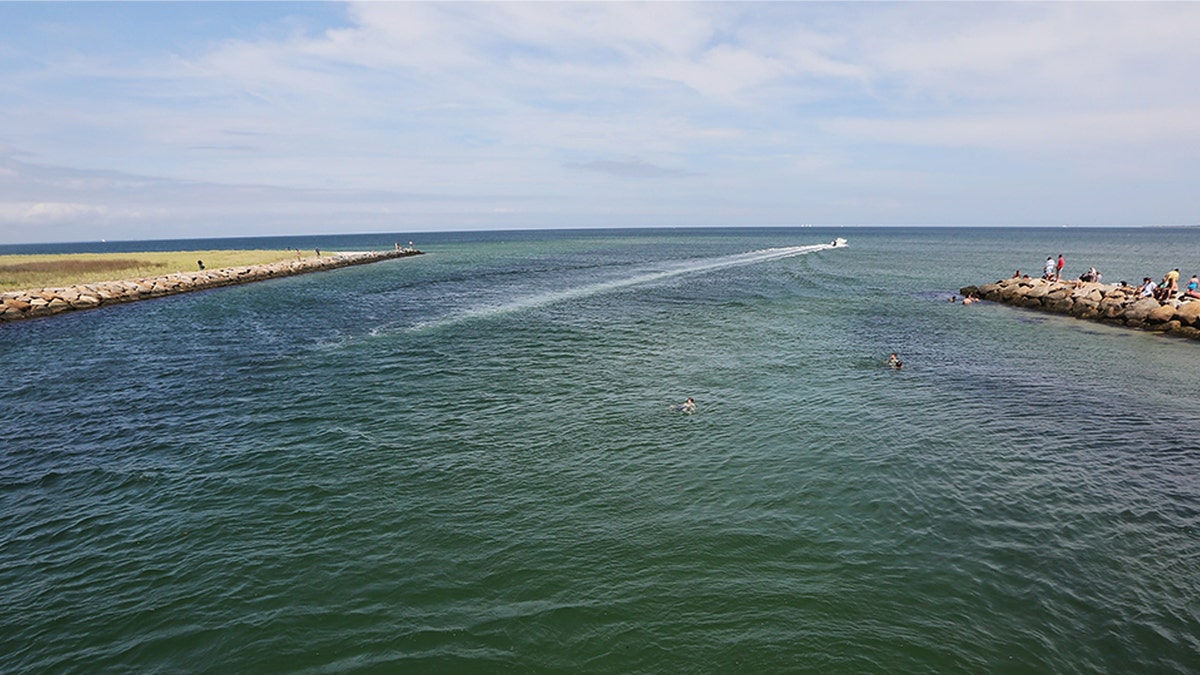 Beachgoers gathered at Cape Cod.