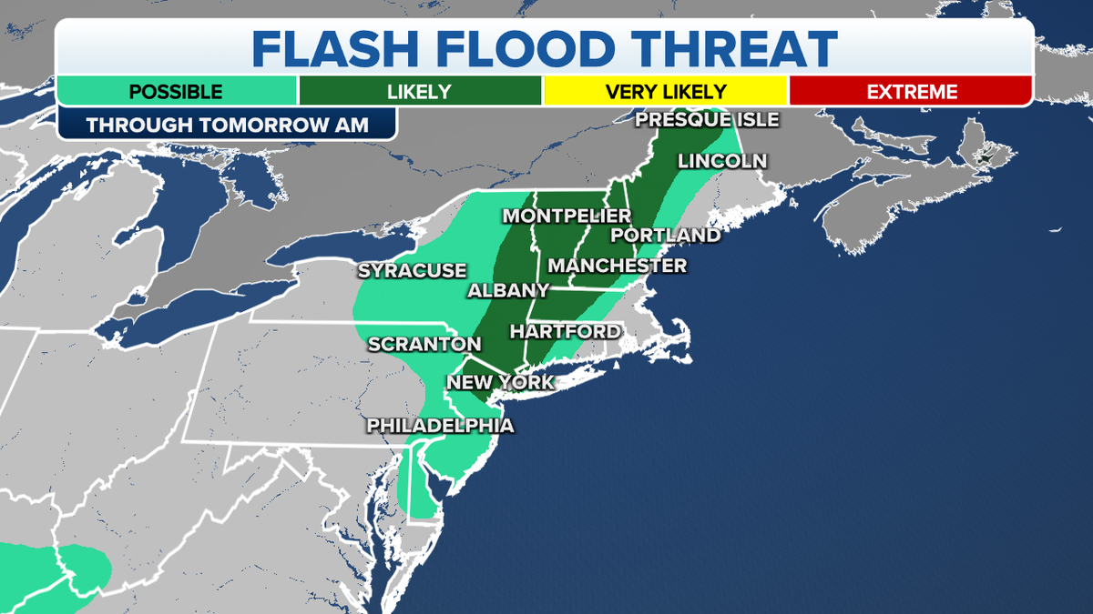 The threat of flash flooding in the Northeast