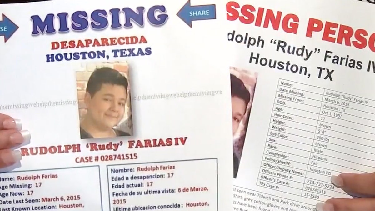 Missing person posters for Rudy Farias.