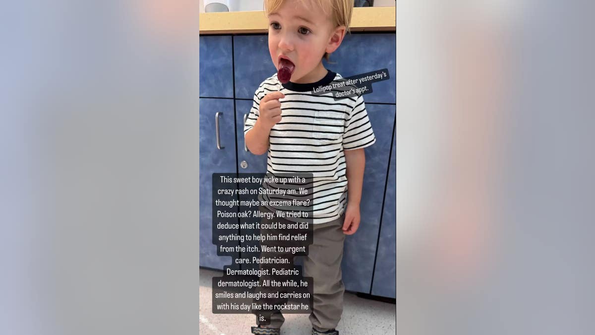 mandy moores ig photo of son gus licking a lollipop