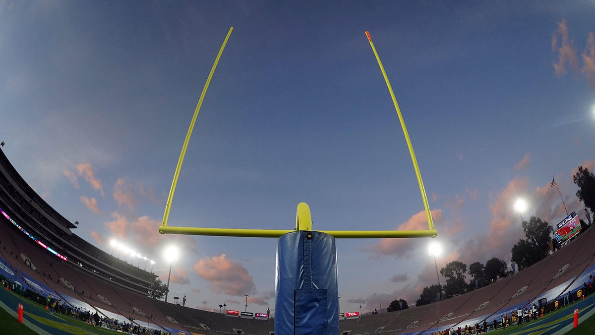 General view of football field goal