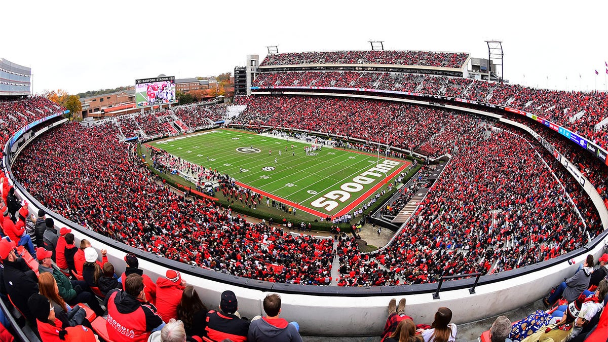 A view of Sanford Stadium in a game against Georgia Tech
