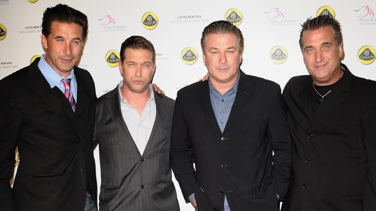 The four Baldwin Brothers Billy, Stephen, Alec and Daniel on the carpet