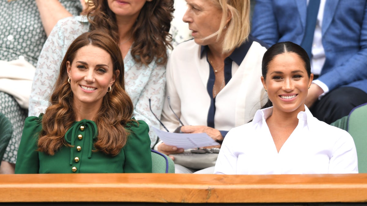 Kate Middleton and Meghan Markle in the stands at Wimbledon.
