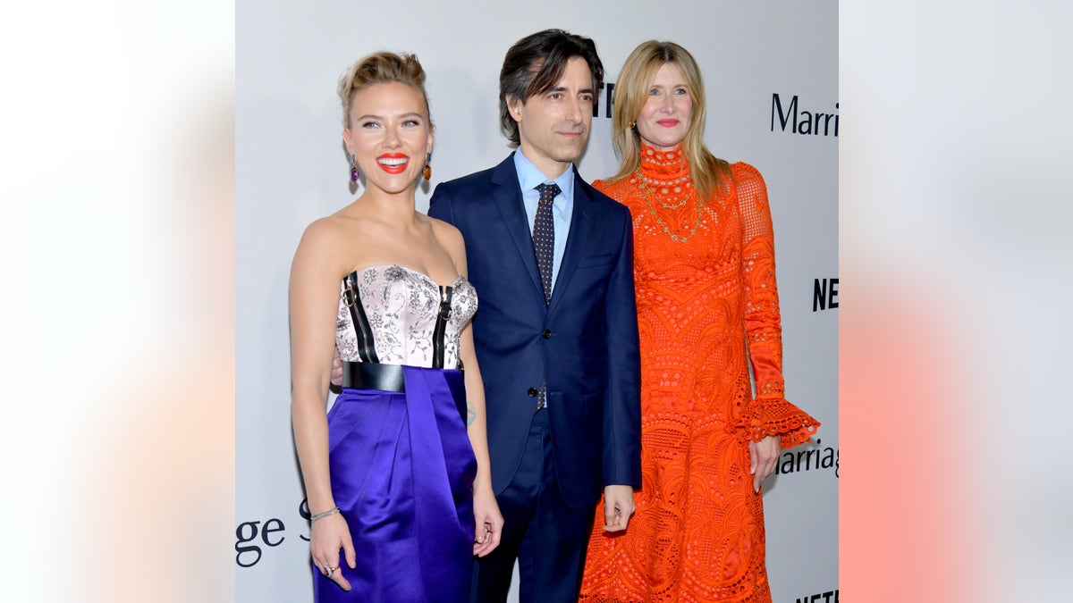 Scarlett Johansson, Noah Baumbach, and Laura Dern on the red carpet