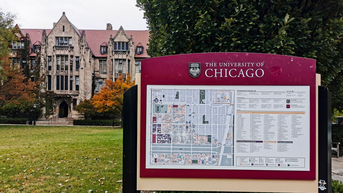 University of Chicago campus with sign