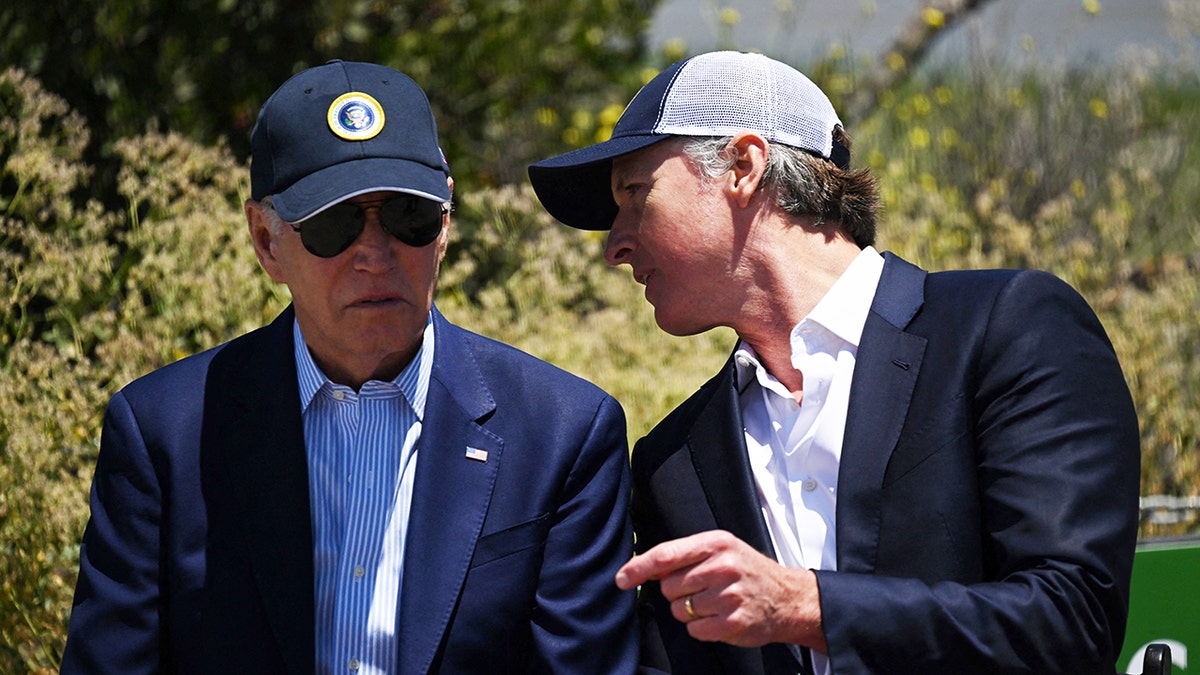 Gavin Newsom talks to Joe Biden