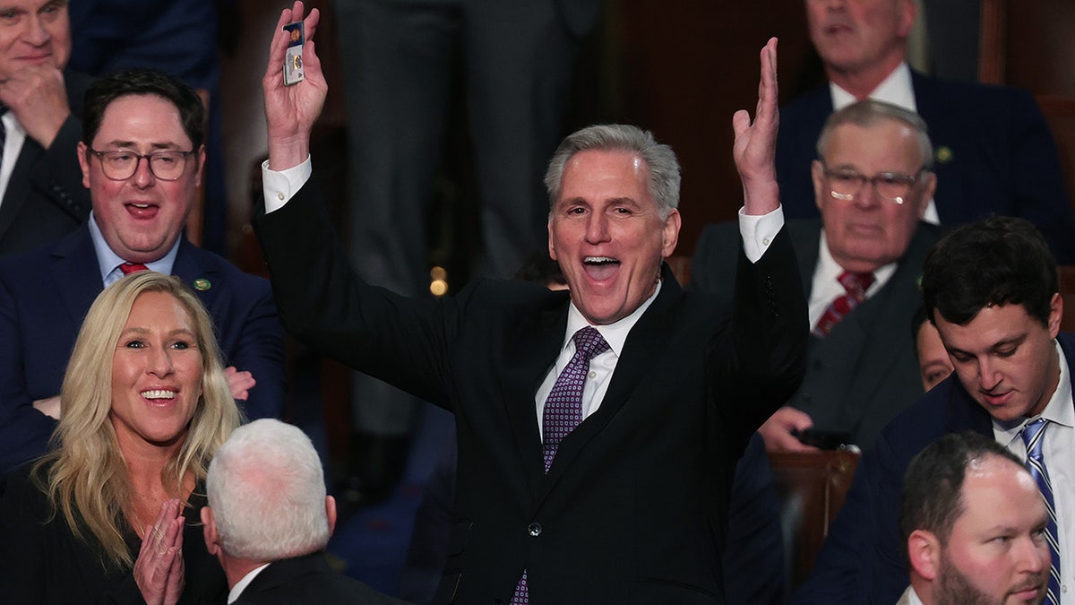 McCarthy cheers during speakership fight