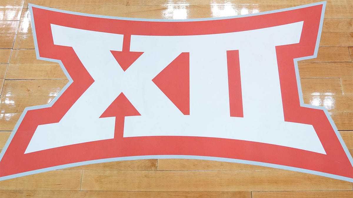 The Big XII logo on the basketball court