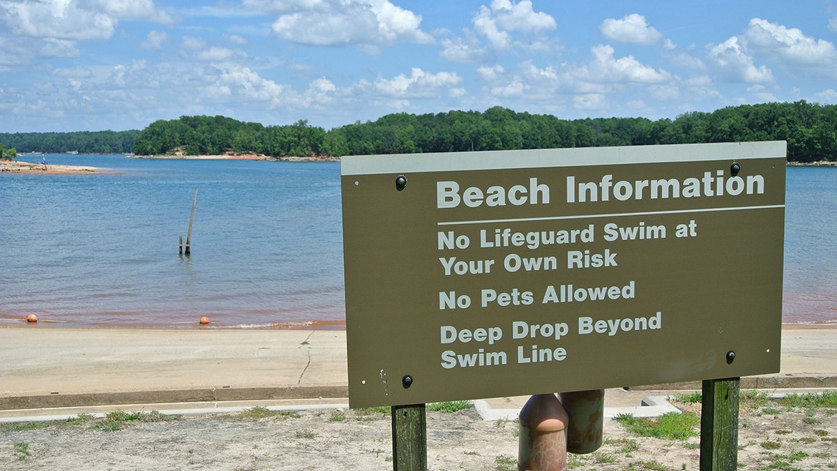 Lake Lanier beach information sign