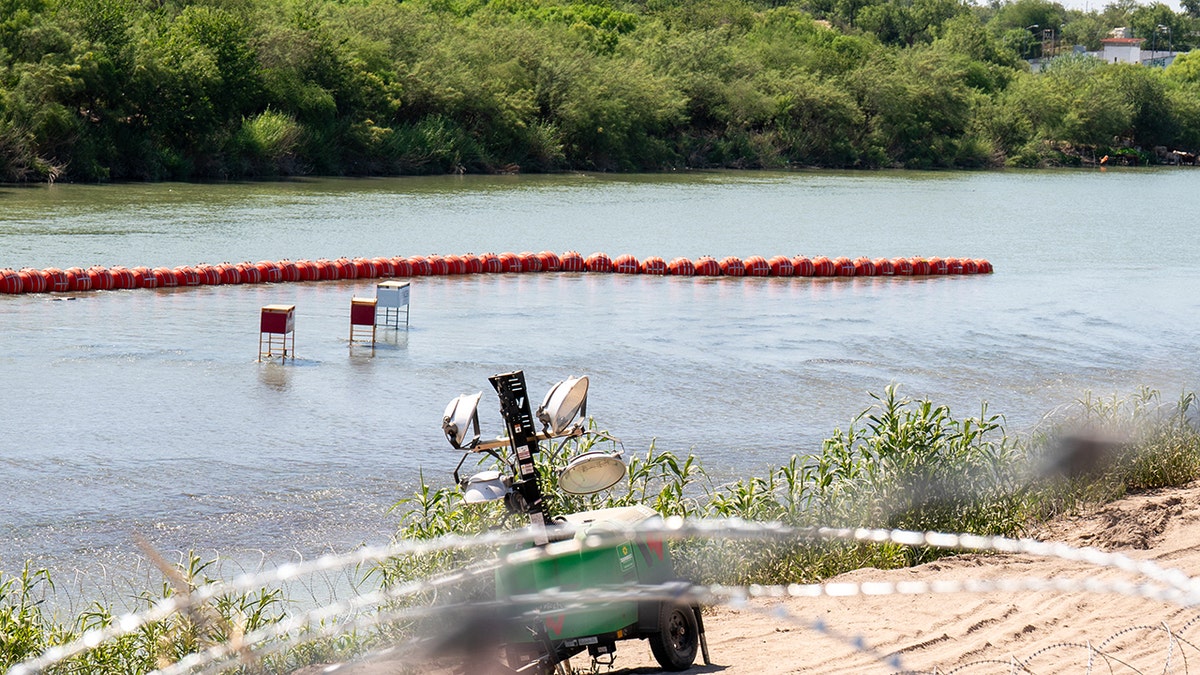 Texas border barrier in Rio Grande