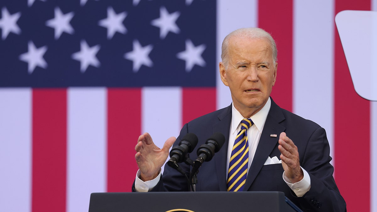 Joe Biden's hands raised