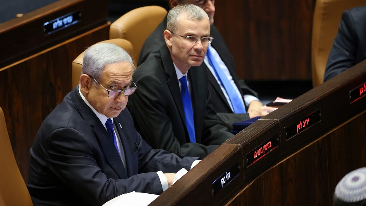 Netanyahu in Israeli parliament during judicial reform negotiations