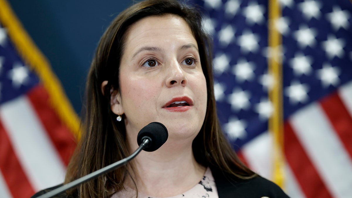 Stefanik at press conference after Trump says he is a target in the Jack Smith Jan. 6 probe