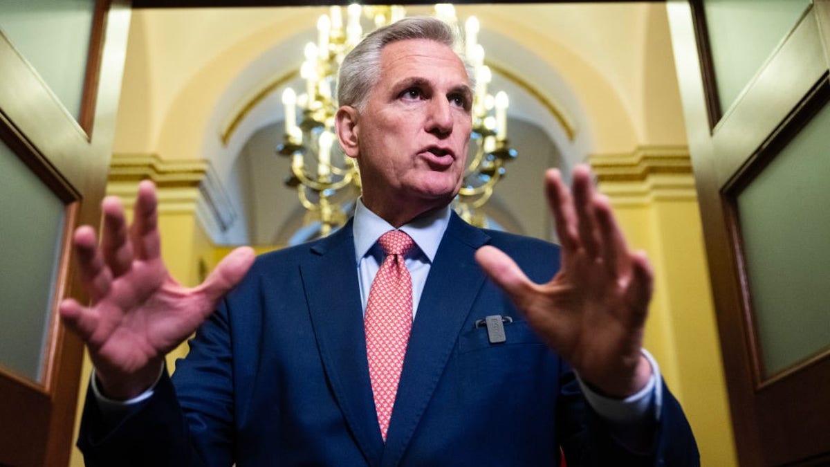 Kevin McCarthy gestures with both hands