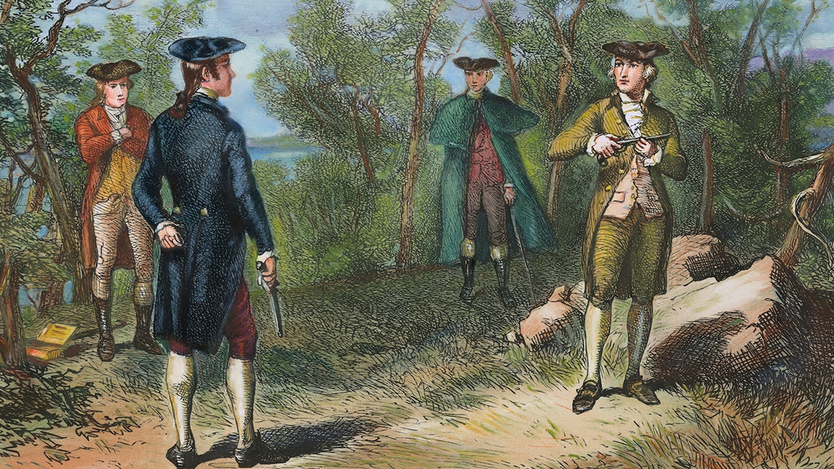 colored engraving of Hamilton/Burr duel