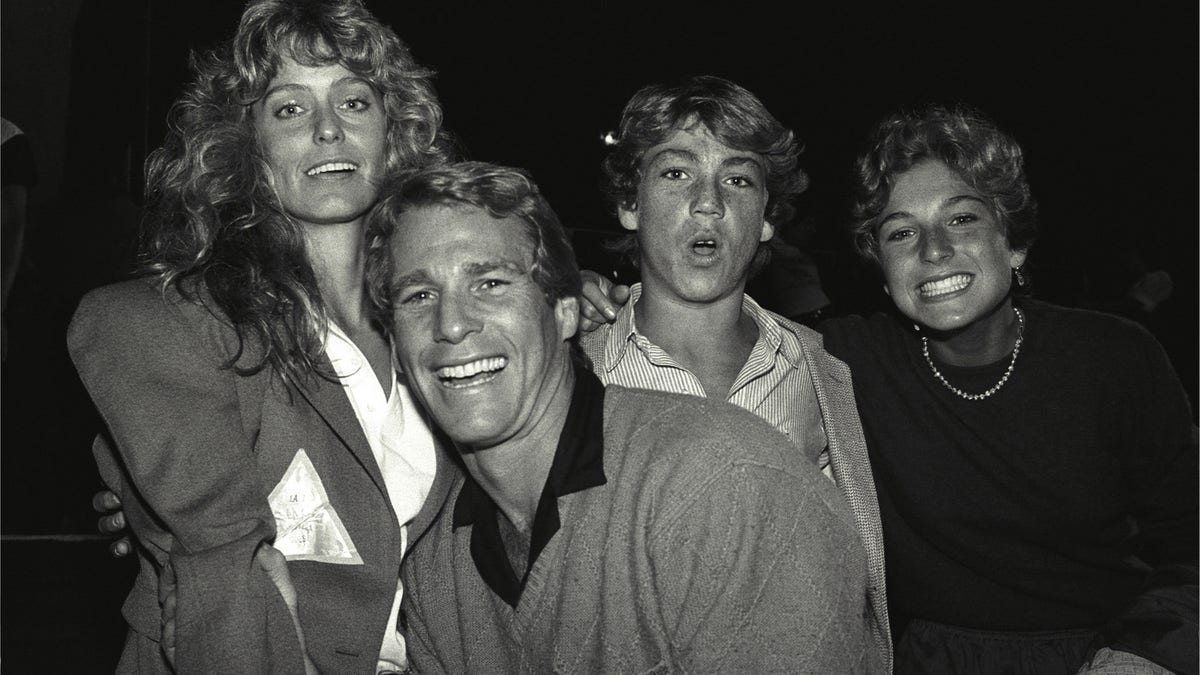 Farrah Fawcett, Ryan O'Neil, Griffin O"Neal and Tatum O'Neal