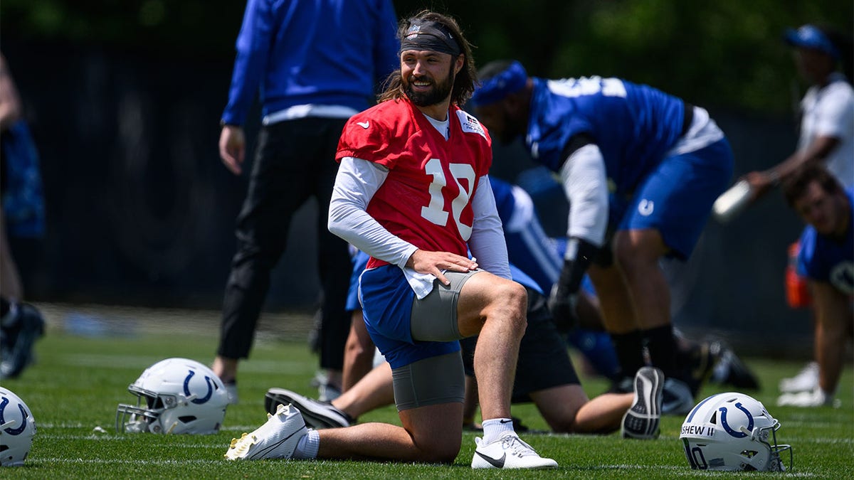 Gardner Minshew stretches at OTA's