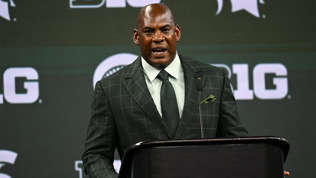 Mel Tucker talks to the media at Big Ten Media Days