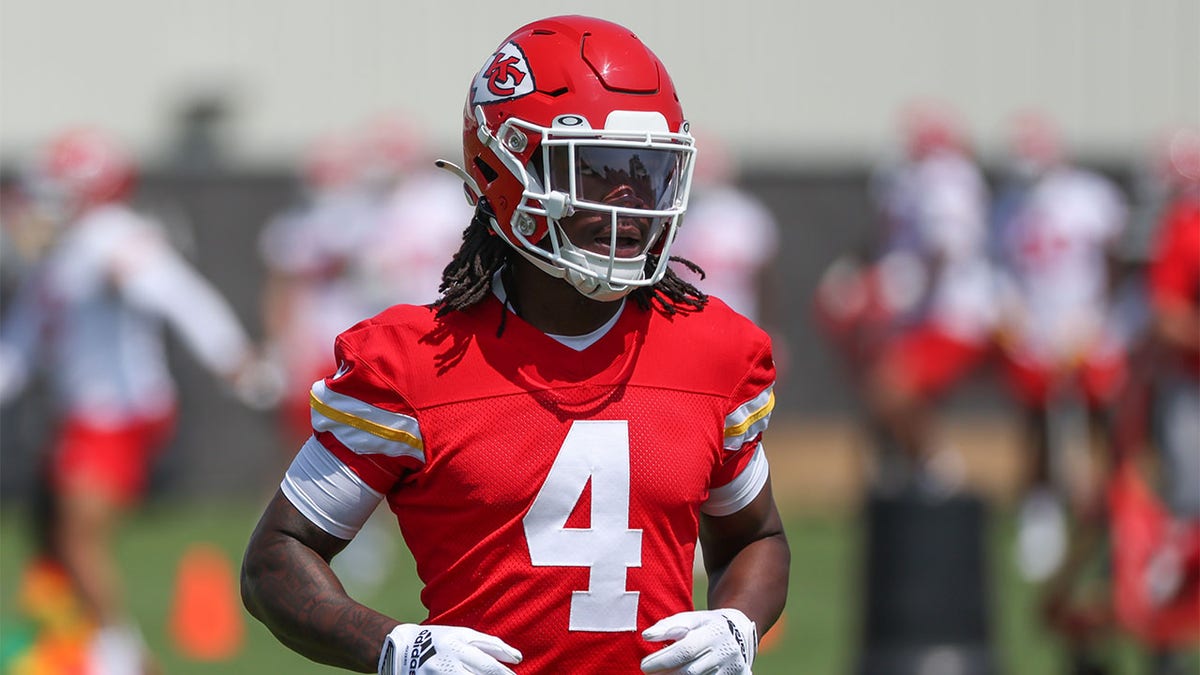 Rashee Rice practices at OTA's